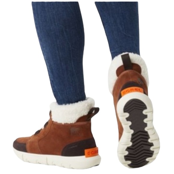 SOREL Explorer ll Carnival Cozy Suede Booties w/ Faux in Wood Brown Size 9 - Picture 1 of 10